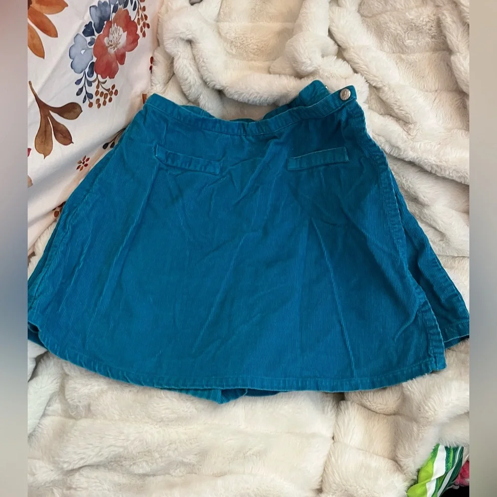 Vintage 90s Old Navy Girls 8/10 Blue Corduroy Snap Midwest Cowgirl Skort Preppy